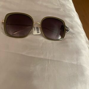 Anthropologie Sun Square Metal Green Sunglasses